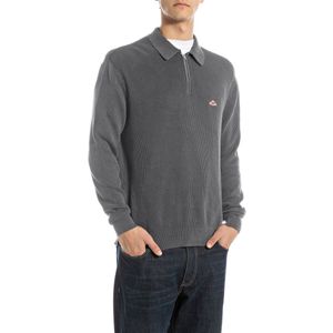 Replayvoor mannen. UK4867.000.G21280G Trui met korte ritssluiting (XL), Casual, Katoen, Marineblauw