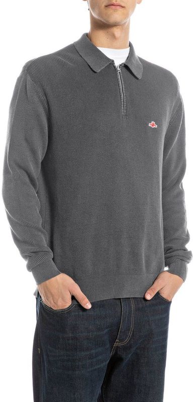 Replayvoor mannen. UK4867.000.G21280G Trui met korte ritssluiting (XL), Casual, Katoen, Marineblauw