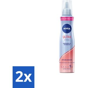 2 x NIVEA - Stylingschuim - Ultra Sterk - Betrouwbaar Volume - 48 Uur Flexibele Fixatie - 150 ml - Haarstyling Mousse - Sterke Fixatie - Volume - Macadamia Olie - Hittebescherming