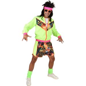 Magic By Freddy's - Jaren 80 & 90 Kostuum - Eighties Neon Sportbinkie Jumping Jack - Man - Groen - Large / XL - Carnavalskleding - Verkleedkleding