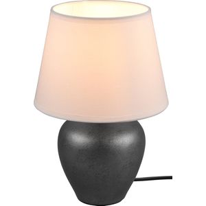 LED Tafellamp - Tafelverlichting - Torna Albino - E14 Fitting - Rond - Antiek Nikkel - Wit - Keramiek - Ø180mm