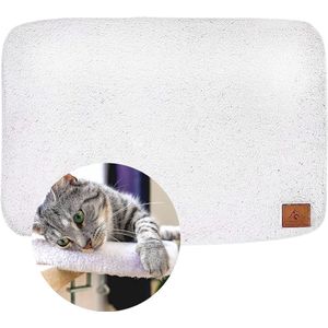 Pfotenolymp Katten Vensterbank Bed – Comfortabel Raambed voor Katten | Stevig Kattenzitje op Vensterbank | Afneembare Wasbare Hoes – Wit Pluche