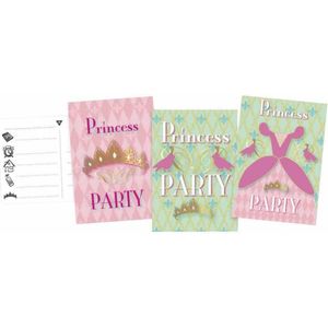 Prinsessen Uitnodigingen Party 6 stuks