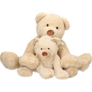 2x Pluche mama en kind Boogy knuffelberen 35 en 24 cm knuffels speelgoed set - Happy Horse -  Beren bosdieren knuffels - Teddybeer speelgoed voor kinderen - Baby geboorte kraamcadeaus