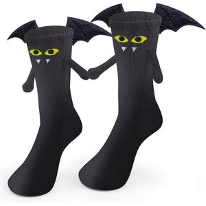 Halloween Hand In Hand Sokken, Grappige Vleermuis & Spookpatronen, Magnetische Handen Vasthouden, Halloween Handen Vasthouden Sokken Voor Volwassenen & Kinderen