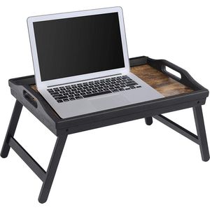 Segenn's Bedblad - Bedtafel - Ontbijtblad - Laptopstandaard - met Inklapbare Bamboe Poten - voor Bed - Bank - voor Snacks - met Houder voor Mobiele Telefoon - Tablet - Vintage Bruin