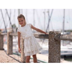 GYMP - Witte jurk - Maat 134 - Meisjes - Offwhite/Gold -