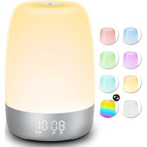 YONO Wake Up Light - Lichtwekker - Digitale Wekker met Lamp - Natuurgeluiden - Slaapkamer - Snooze Functie - Wit