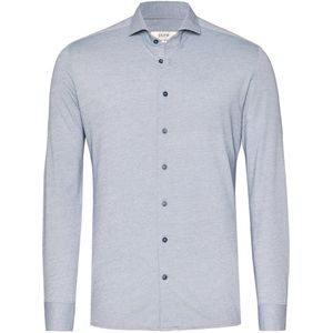 Pure H. Tico Overhemd Tech Jersey Shirt Longsleeve 4069 21730 110 Plain Blue Mannen Maat - W38