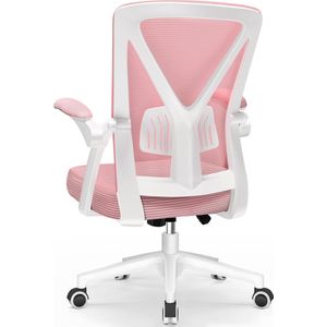 Ergonomische Bureaustoel - Bureaustoel - Bureaustoelen voor Volwassenen - 150 Kg - Roze wit