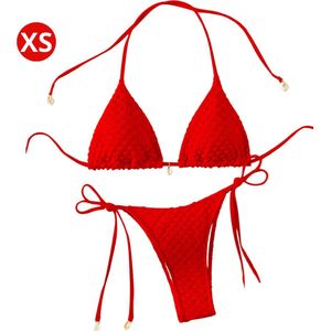 Nivard Bikini Dames - Meisjes Bikini - Badpak - Push Up - Vrouwen Badkleding - Zwemmen - Sexy Set - Top & Broekje - Rood - Maat XS