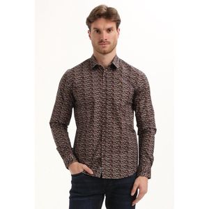 Gabbiano Overhemd Overhemd Met Allover Print 335735 5702 Oak Brown Mannen Maat - S