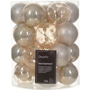 Decoris kerstballen - 50x stuks - 6 cm -kunststof - champagne