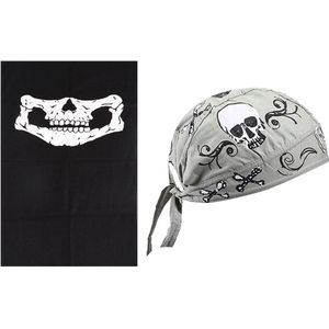 Doodshoofd-tulbandhoed Grijs S/M voor zonwering en sporttulbandhoed outdoor-uitrusting .