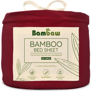 Bamboe Hoeslaken | 1-Persoons Eco Hoeslaken 90cm bij 200cm | Bourgondy | Luxe Bamboe Beddengoed | Hypoallergeen Hoeslaken | Puur Bamboe Viscose Rayon Hoeslaken | Ultra-ademende Stof | Bambaw