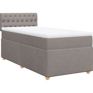 vidaXL - Boxspring - met - matras - stof - taupe - 80x200 - cm