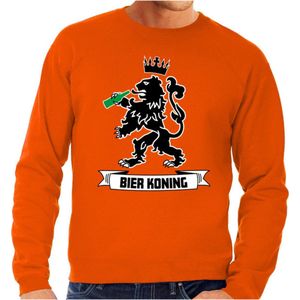 Bellatio Decorations Oranje Koningsdag sweater - Bier koning - heren - trui XL
