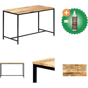 vidaXL Eettafel 120x60x75 cm massief ruw mangohout - Tafel - Inclusief Houtreiniger en verfrisser