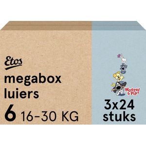 Etos Woezel & Pip Luiers XL Maat 6 - 16-30 kg - Megabox - 72 stuks