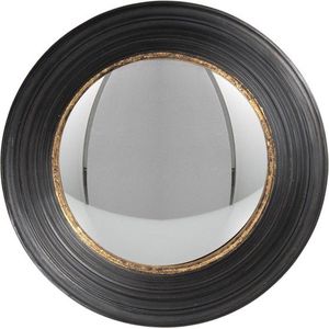 Wandspiegel Ø 34 cm Zwart Kunstleer Rond Grote Spiegel Muur Spiegel Wand Spiegel