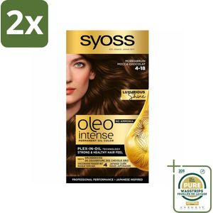 SYOSS - Oleo Intense 4-18 - Haarverf - Permanente Haarkleuring - Mokkabruin - Langdurige Kleur - Voordeelverpakking - 2 stuks - Mokkabruin - Haarkleuring zonder ammoniak