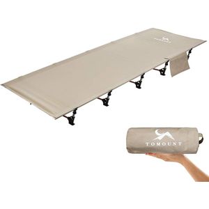 Veldbed, ultralicht klapbed van aluminium, compacte draagbare campingligstoel, eenvoudig te bouwen, belastbaar campingbed voor tenten, outdoor, wandelen, reizen, strand, kaki