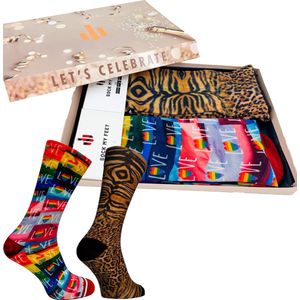 Sock My Feet geschenkdoos sokken heren 43 46 - cadeau voor man - duurzaam - naadloos - LHBTIQ Animal
