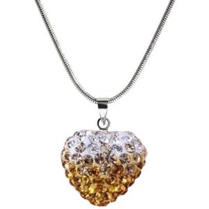 Fako Bijoux® - Ketting - Disco Dots - Hart Duo - Geel