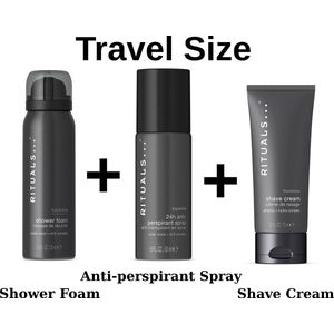 Rituals of Homme - Combi-pakket : Travel Shower Gel 50 ml + Travel Shave Cream 70 ml - Travel Anti Perspirant 50 ml + Gift bag