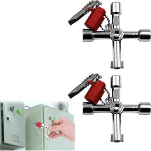 2 stuks kruissleutels - voor watermeter gasbak - multifunctionele sleutel van metaal - elektrisch schakelbord - lift sleutel gasmeter .