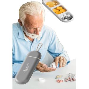 Draagbare I Pillendoosje I Pillendoos I Medicijn Doosje I Waterdicht I Pil Box Tube I 3 Vakken I Incl. Ophanghaak I Grijs