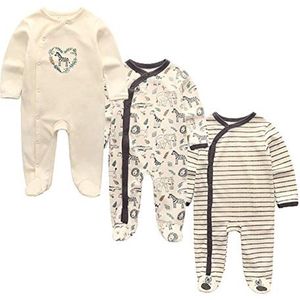 Katoenen Baby Rompers en Pyjama's voor Jongens en Meisjes - Jumpsuit met Lange Mouwen en Voetjes