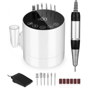 Elektrische Nagelvijl voor gelnagels 35000 u/min Manicure-pedicureset met LCD display-touchscreenknoppen-voetpedaal-6 stuks