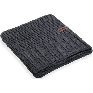 Knit Factory Vinz Gebreid Plaid - Woondeken - Kleed - Antraciet - 160x130 cm