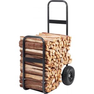 Brandhoutkar - 67x52x110cm Gepoedercoat staal Brandhoutkar met 266,7 mm