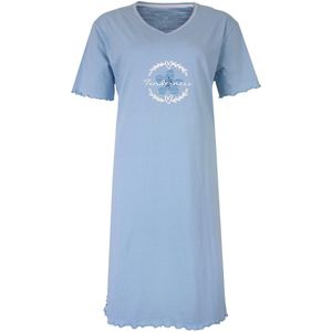 Tenderness Dames Nachthemd - Katoen - Nachtkleding - Licht Blauw - Maat S