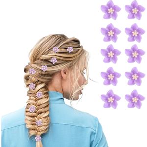 Mini bloem haarclips paars - 10 stuks