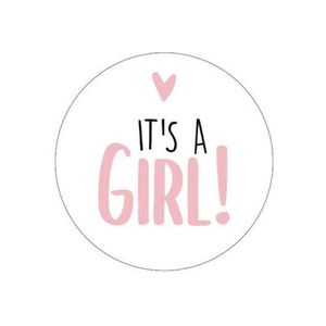 30x Sluitsticker It's a Girl! Wit/Roze | 40 mm | Geboorte Sticker | Sluitzegel | Sticker Geboortekaart | Baby nieuws | Zwangerschap |Lu