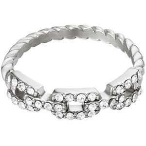 Ring in kettingstijl en diamanten - Yehwang - Ring - Maat 16 - Zilver