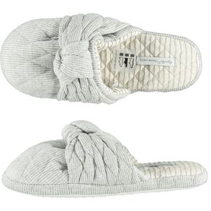 Apollo - Sloffen dames - Grijs - Met Knot - Maat 39/40 - Pantoffels dames - Sloffen dames - Pantoffels dames maat 40