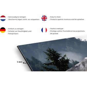 KitchenYeah - Spatscherm keuken - Muurdecoratie - Dieren - Wolf - Boomstam - Bos - Keuken - Spatbord - 120x80 cm