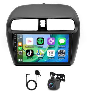 Android 14 Car Stereo Radio CarPlay/Android Auto 9inch GPS Navigation 4+64G 2 Din WiFi Bluetooth Player with AHD Camera and Microphone Compatible for Mitsubishi Mirage 2012-2019