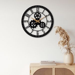 Prachtige handgemaakte metalen klok voor aan de muur! 50x50cm Zwart