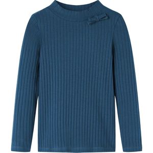 vidaXL - Kindershirt - Marineblauw - Lange Mouwen - Geribd