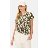 camel active T-Shirt met camouflage all-over print - Maat womenswear-XS - Olijf Beige