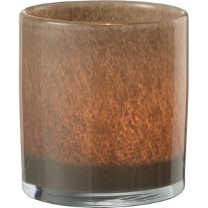 J-Line theelichthouder Jade - glas - bruin - medium