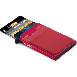 Walletstreet Uitschuifbare Pasjeshouder CB2 Plus collection-Walletstreet Aluminium Creditcardholder/Creditcardhouder Card Protector Anti-Skim/ RFID Card Protector 7 Pasjes – Rood/Red