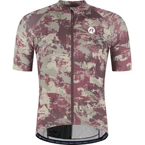 Rogelli Essential Graphic II Fietshirt Heren - Korte Mouwen - Wielrenshirt - Taupe/Bordeaux - Maat L