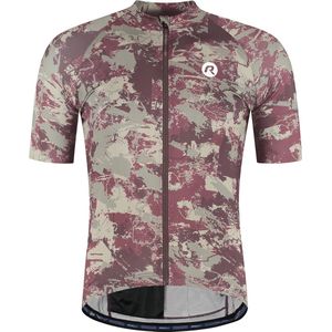 Rogelli Essential Graphic II Fietsshirt Heren - Korte Mouwen - Wielrenshirt - Taupe/Bordeaux - Maat XXL