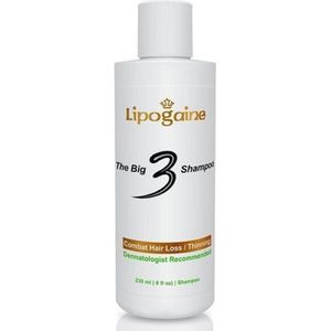 Lipogaine big 3 haargroei shampoo-tegen haaruitval- anti roos- Met 1% ketoconazol en biotine- 230 ml